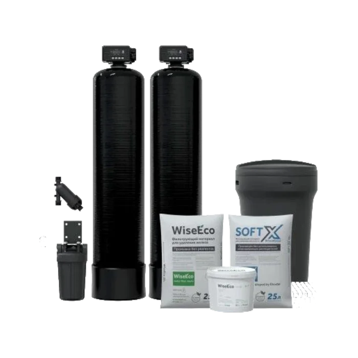 Комплексная система очистки воды SpaceAqua NK 1500 SCA19 (Premium) блок управления France. Две колонны в сборе с сорбентом и ионообменной смолой для умягчения и обезжелезивания.