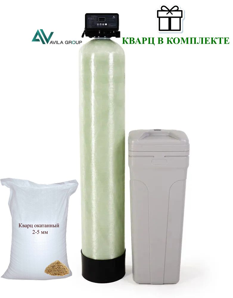 Cистема очистки воды из скважины Water-Pro AV 1054 RunXin F117Q3, фильтр обезжелезивания воды для дома, , комплект с фильтрующей загрузкой кварц 7 кг