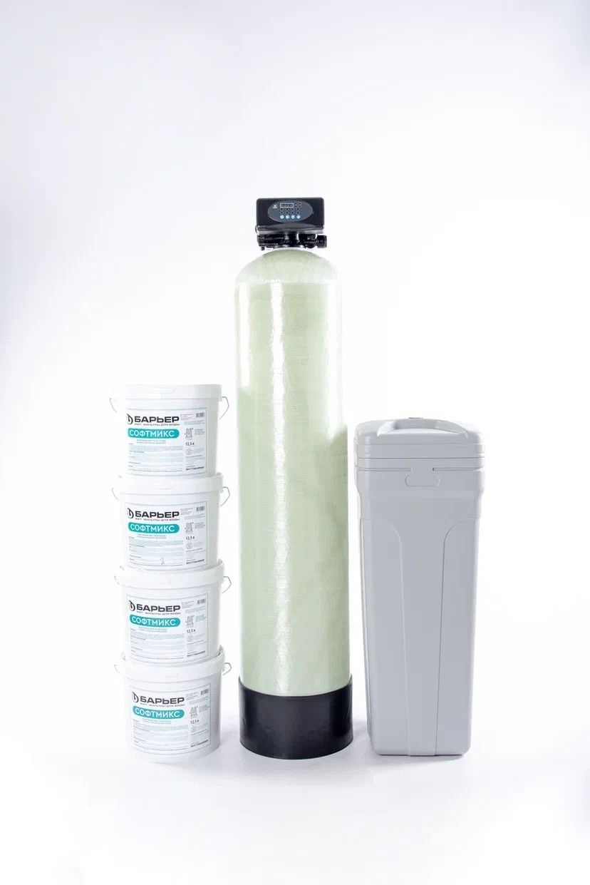 Комплект системы умягчения воды с загрузкой Avila-Pro 1252 - Runxin F65P3. Ионообменная смола СофтМикс 50 л. и кварц 10кг. Производительность 2000л/ч.