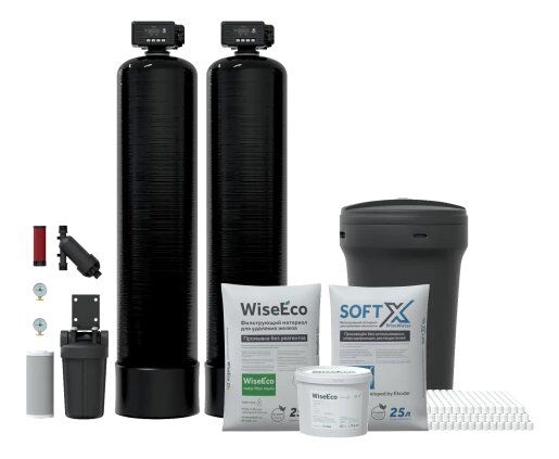 Комплексная система очистки воды SpaceAqua NK 1500 SCA19 (Premium) блок управления France. Две колонны в сборе с сорбентом и ионообменной смолой для умягчения и обезжелезивания.