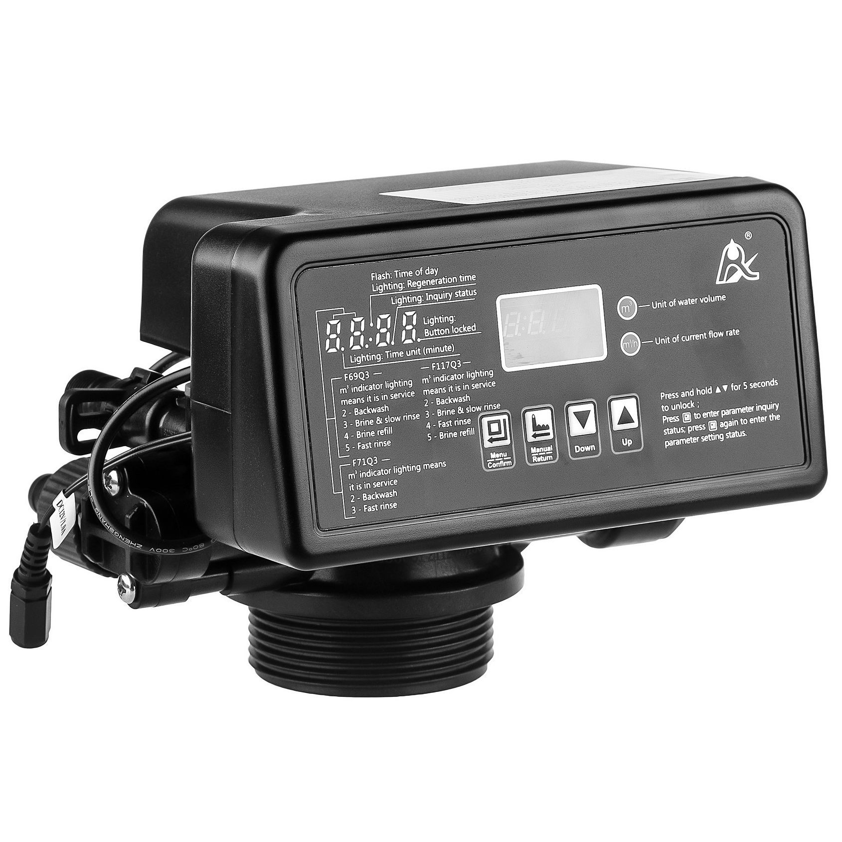 Автоматический клапан управления Runxin F117Q3 в сборе, со счетчиком, 3000 л/ч. Блок управления фильтром в сборе с инструкцией на русском языке.